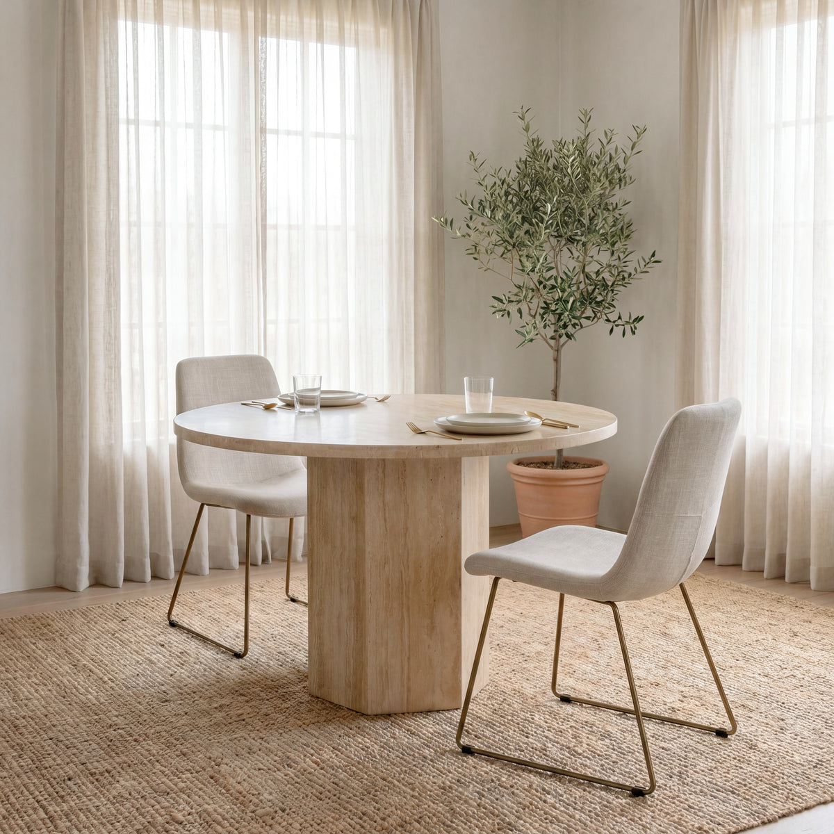 Sawyer Solid Back Dining Side Chair | Faux Leather w/ Iron-Dining Chairs-DECOROLALA