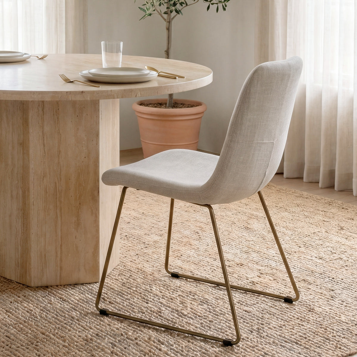 Sawyer Solid Back Dining Side Chair | Faux Leather w/ Iron-Dining Chairs-DECOROLALA