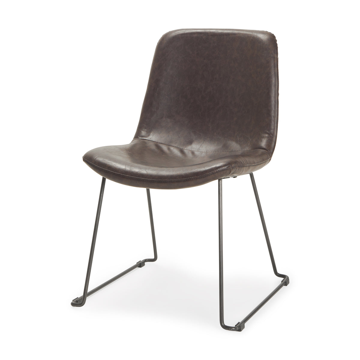 Sawyer Solid Back Dining Side Chair | Faux Leather w/ Iron-Dining Chairs-DECOROLALA