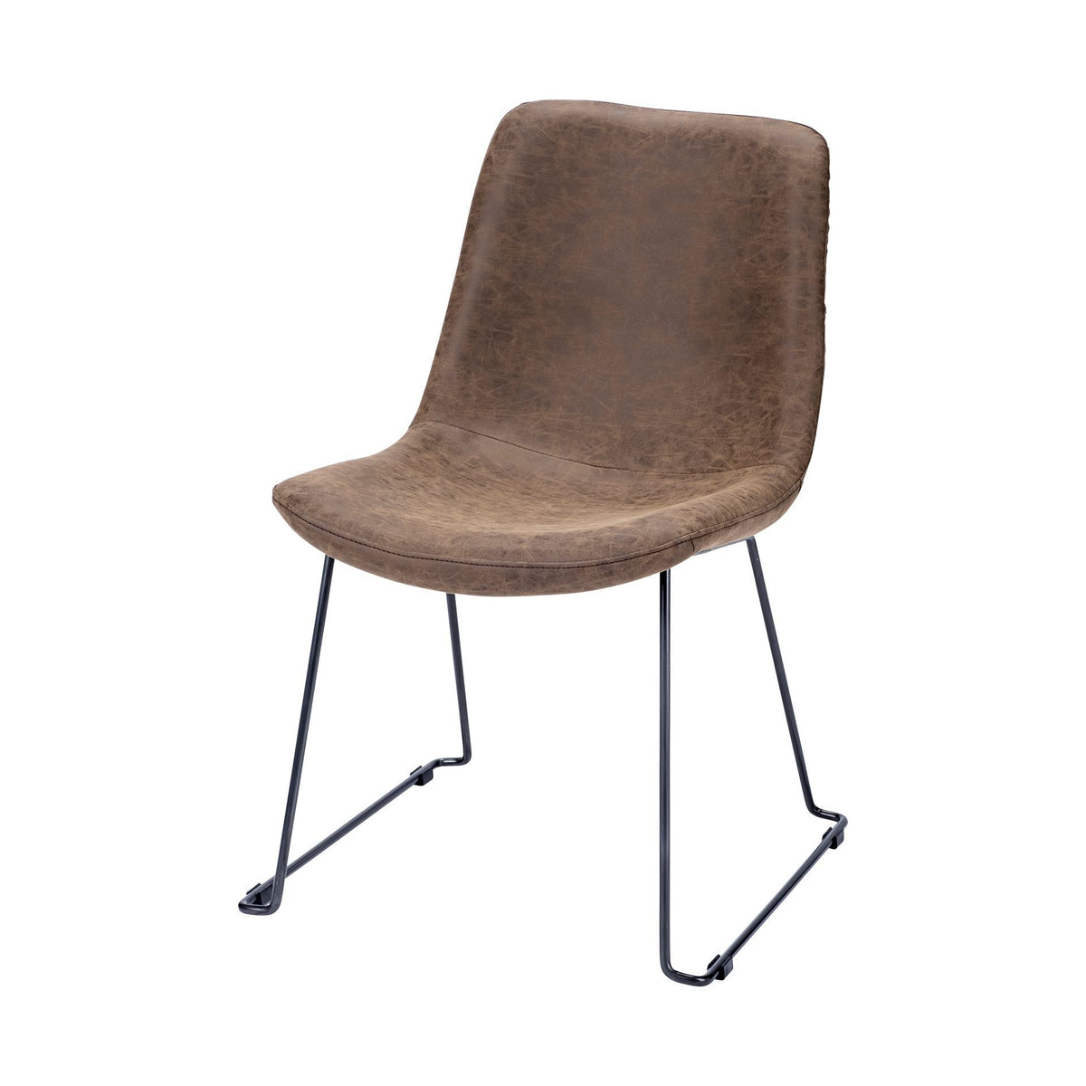 Sawyer Solid Back Dining Side Chair | Faux Leather w/ Iron-Dining Chairs-DECOROLALA