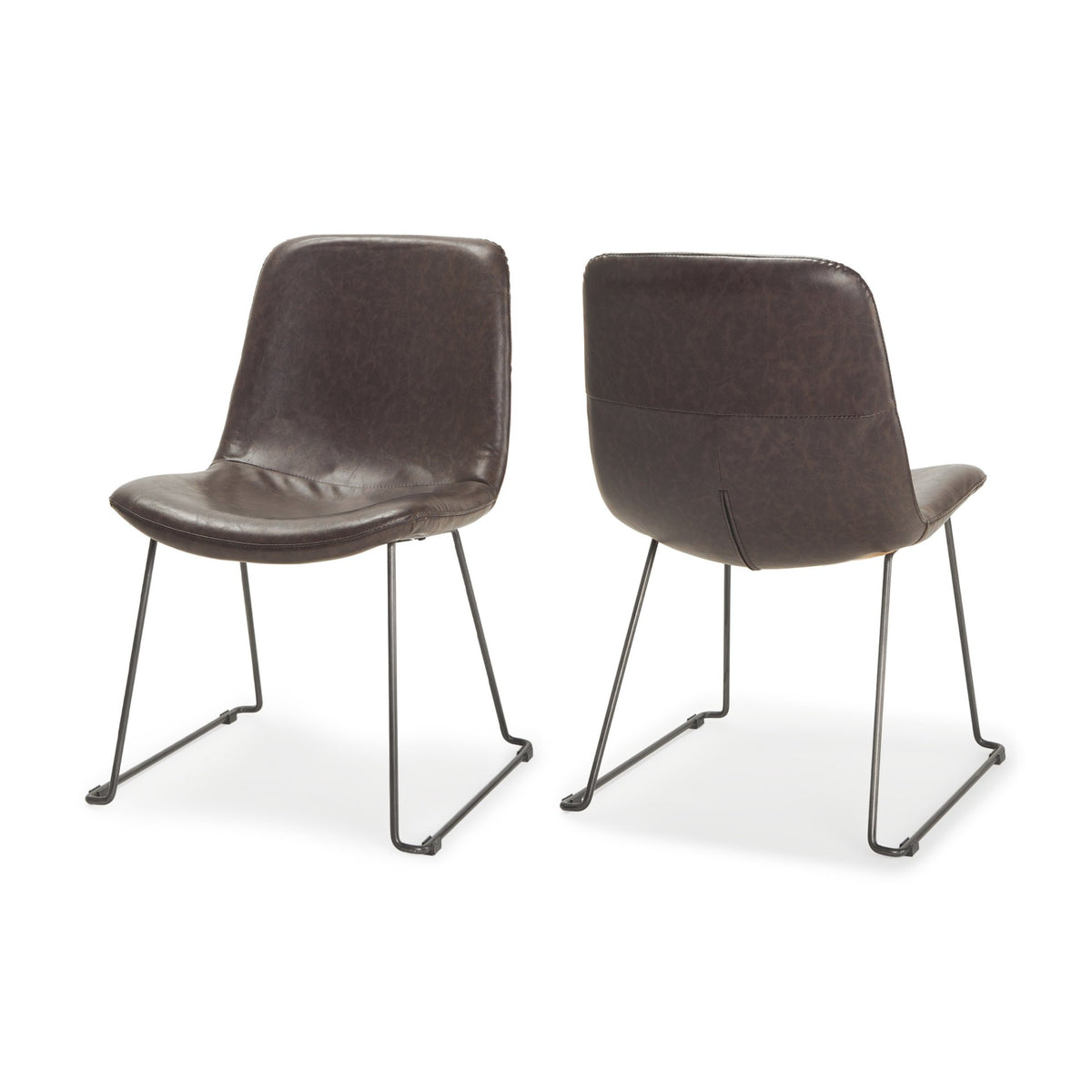 Sawyer Solid Back Dining Side Chair | Faux Leather w/ Iron-Dining Chairs-DECOROLALA