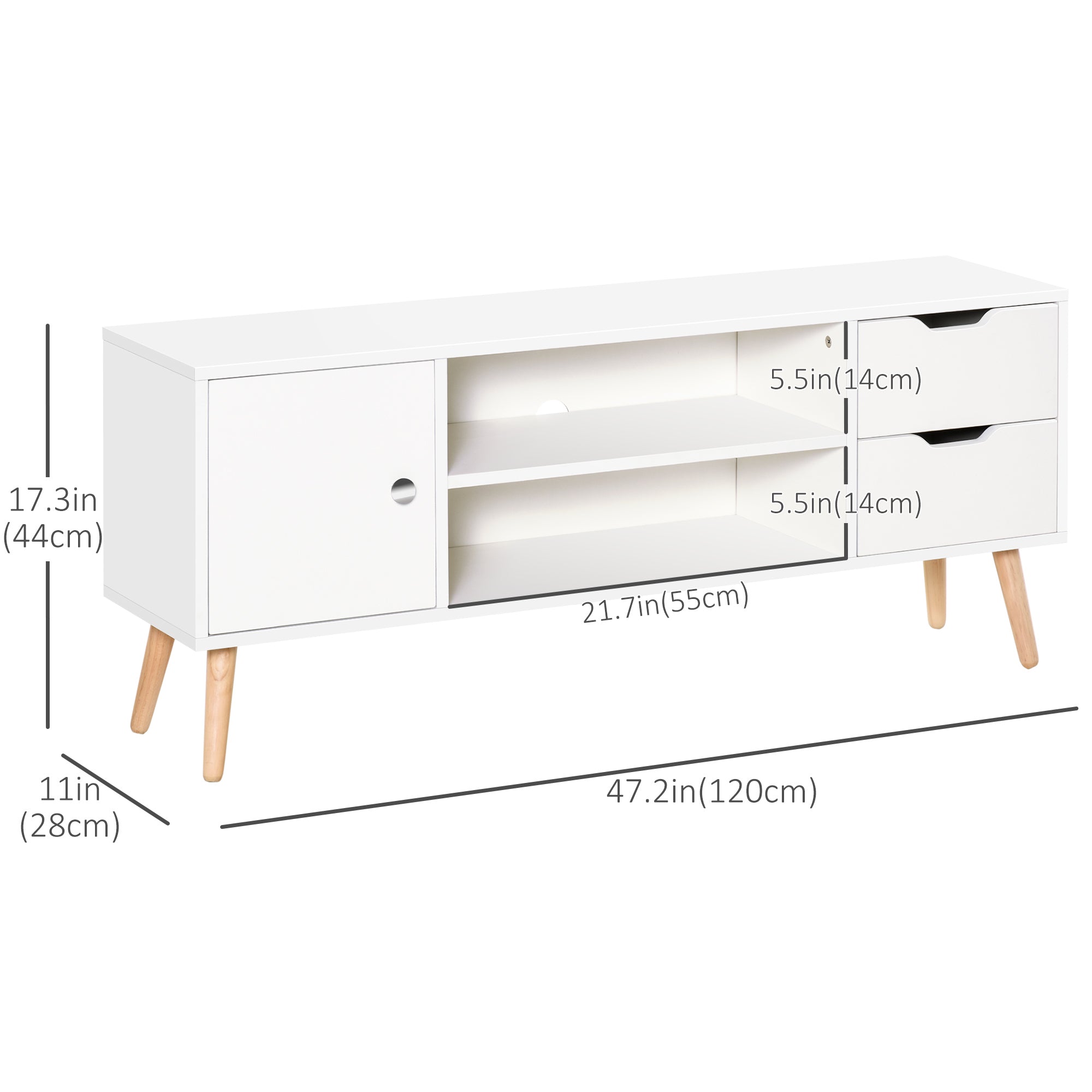 Scandinavian TV Stand for TVs up to 50" - White 47"-Home Furnishings > Living Room Furniture > TV¬†Stands-DECOROLALA