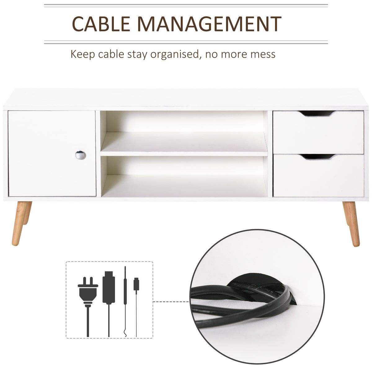 Scandinavian TV Stand for TVs up to 50" - White 47"-Home Furnishings > Living Room Furniture > TV¬†Stands-DECOROLALA
