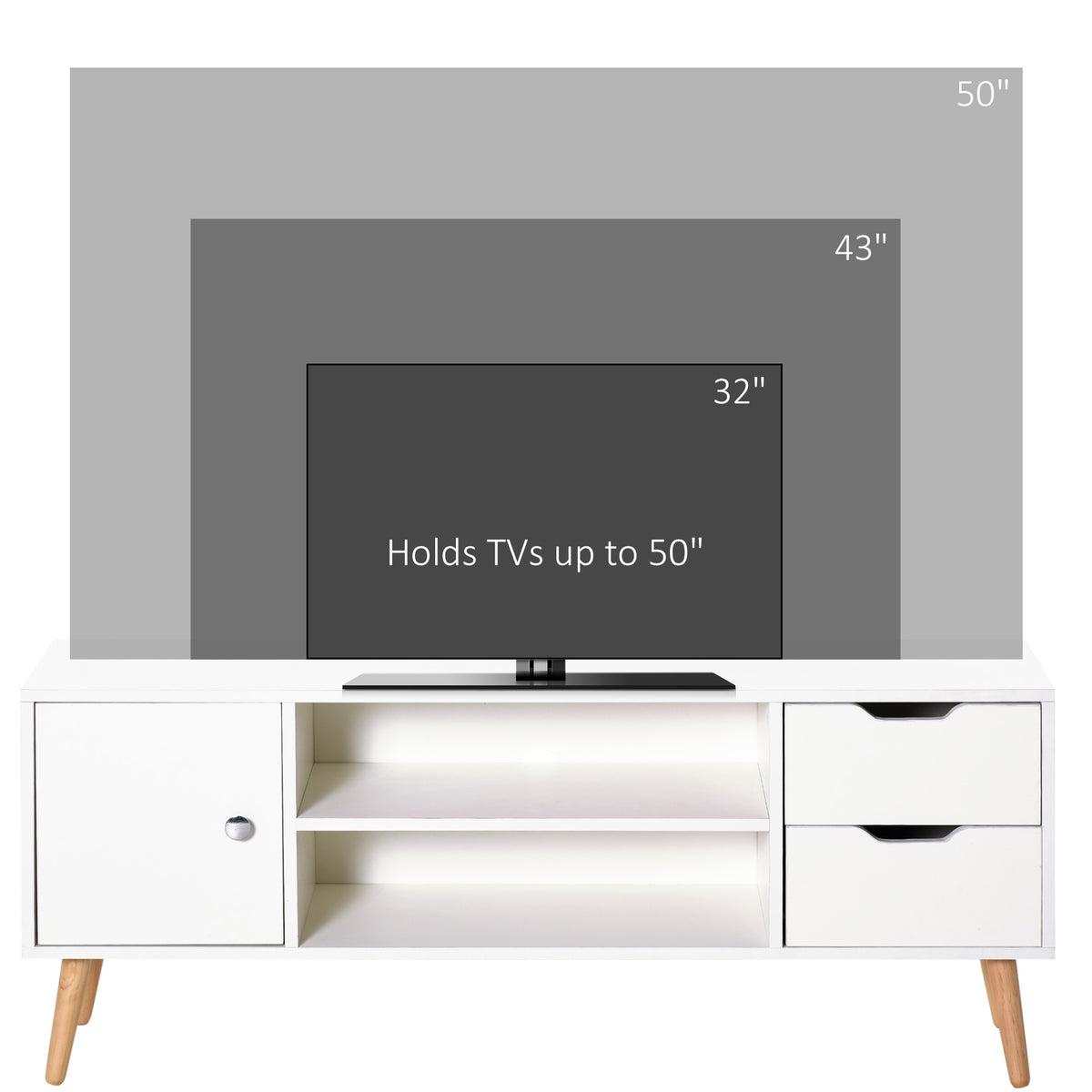 Scandinavian TV Stand for TVs up to 50" - White 47"-Home Furnishings > Living Room Furniture > TV¬†Stands-DECOROLALA