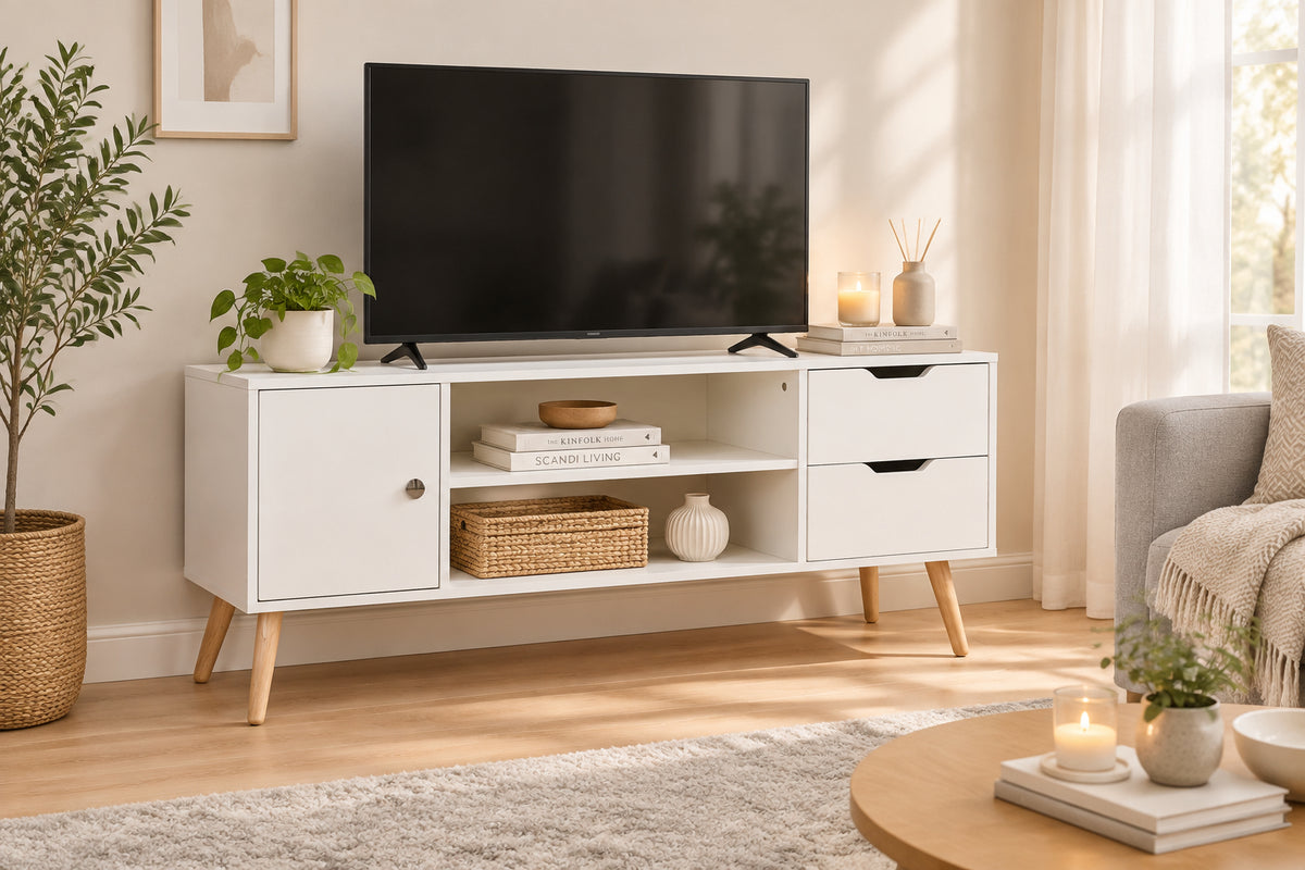 Scandinavian TV Stand for TVs up to 50" - White 47"-TV Stands-DECOROLALA