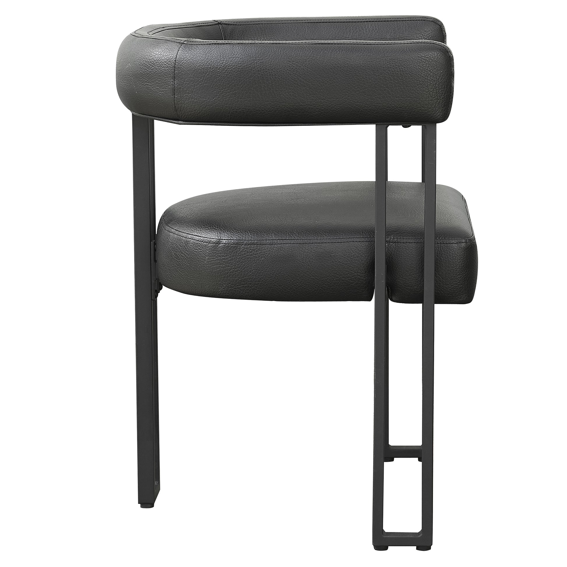 Scarlet Dining Chair - Black Faux Leather Matte Finish-DECOROLALA