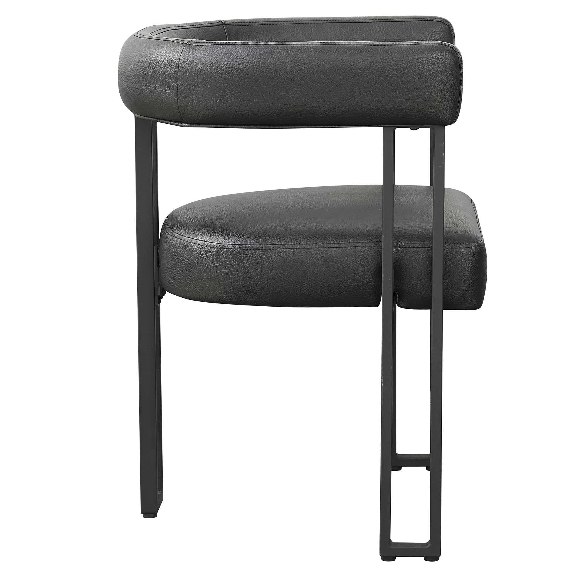 Scarlet Dining Chair - Black Faux Leather Matte Finish-DECOROLALA