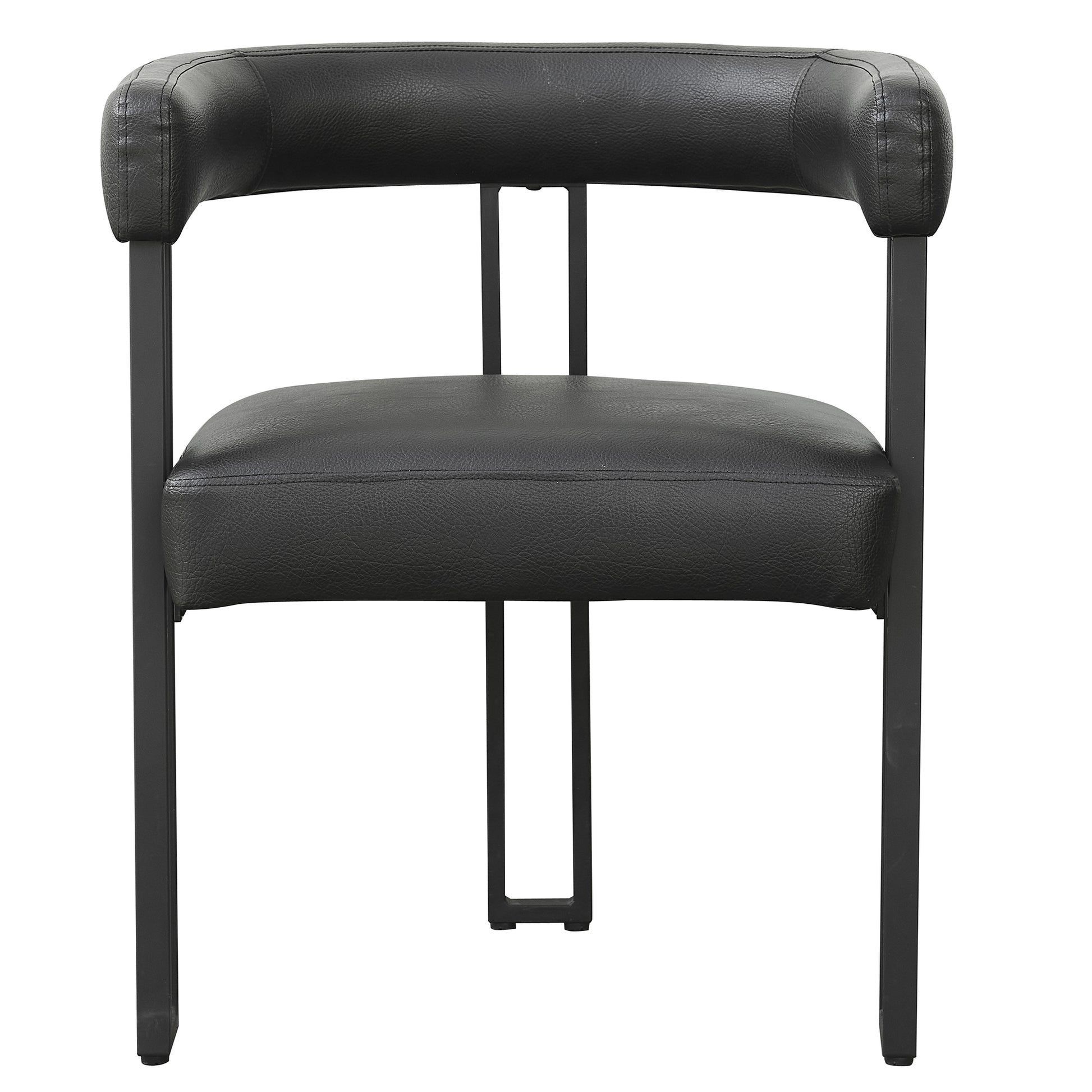 Scarlet Dining Chair - Black Faux Leather Matte Finish-DECOROLALA
