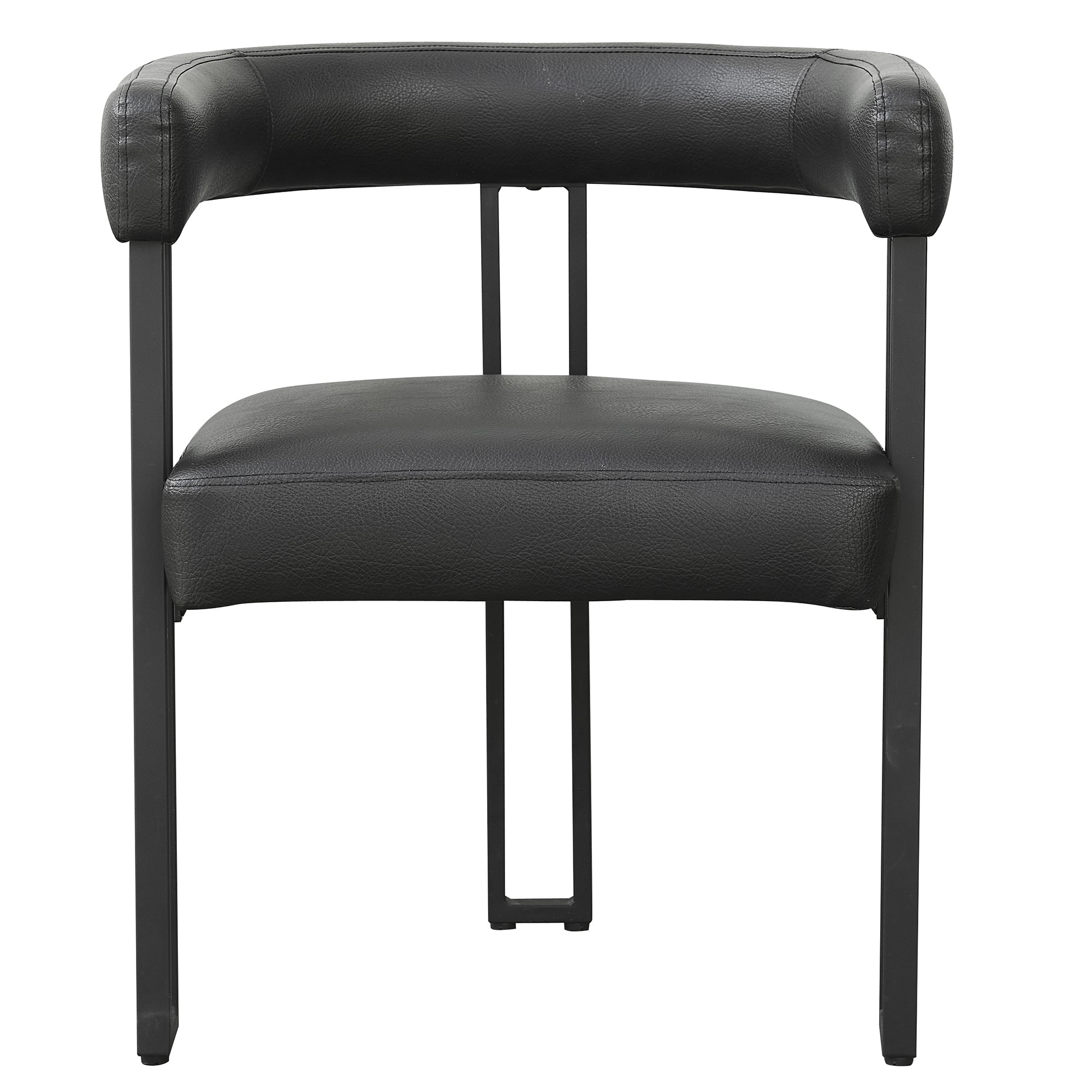 Scarlet Dining Chair - Black Faux Leather Matte Finish-DECOROLALA