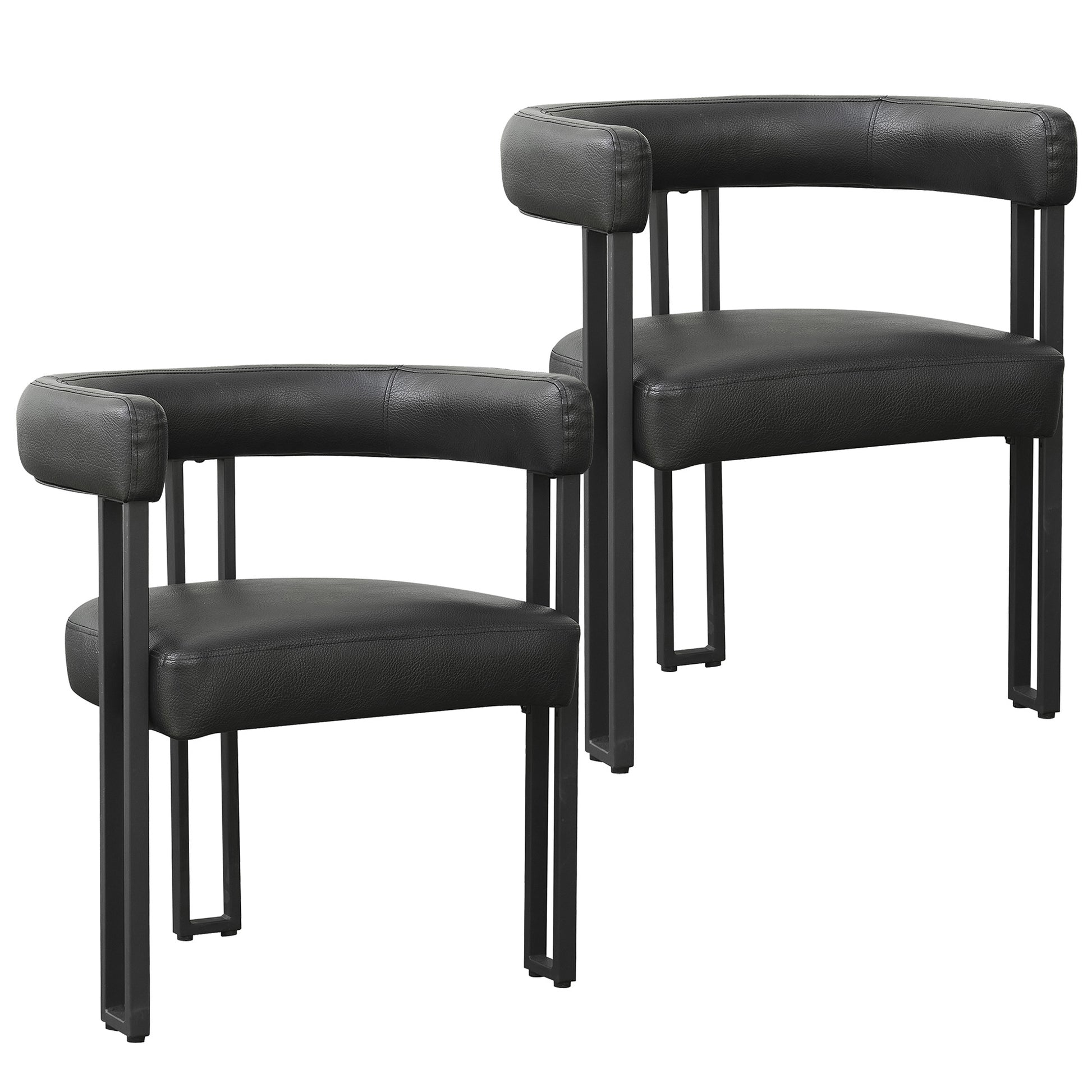 Scarlet Dining Chair - Black Faux Leather Matte Finish-DECOROLALA