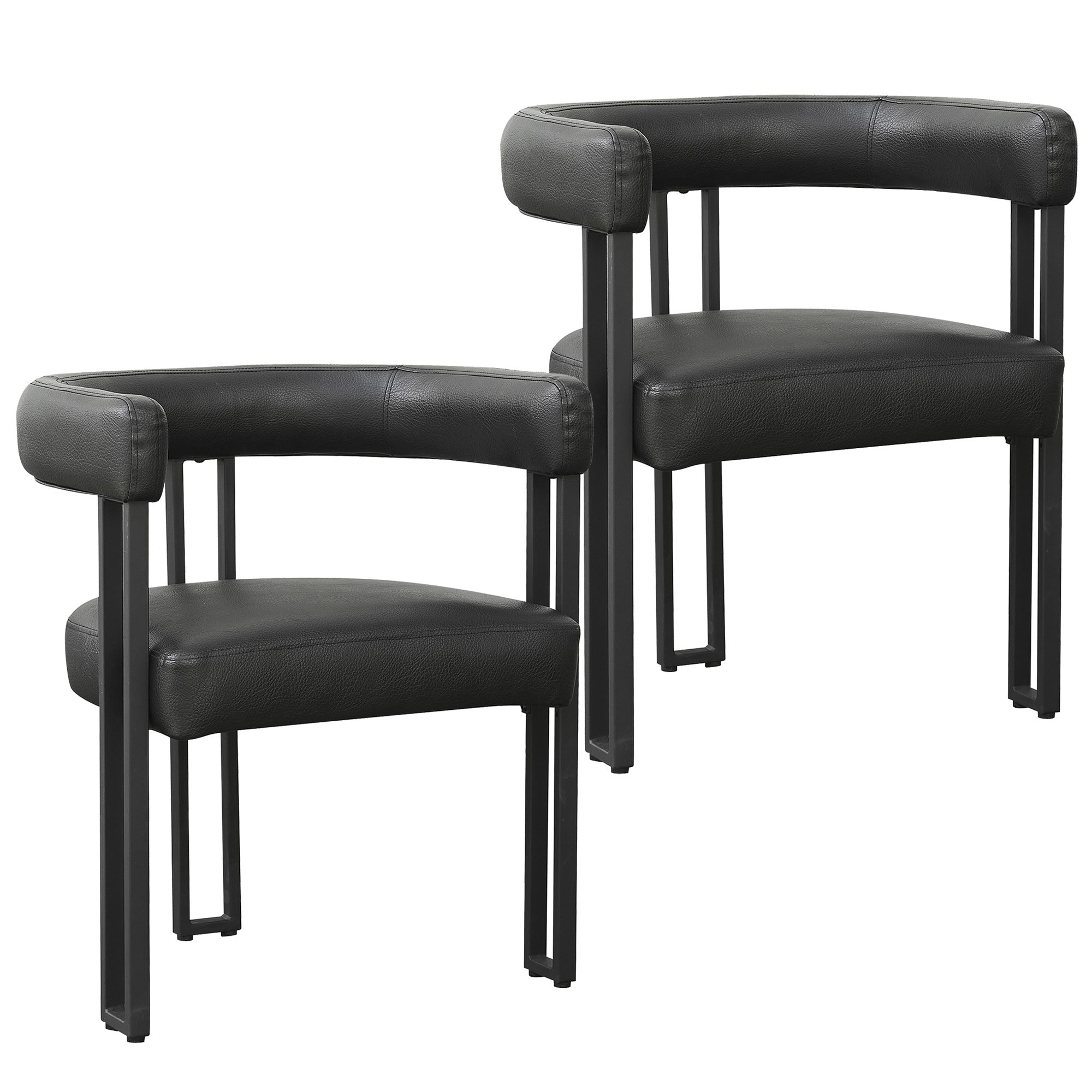 Scarlet Dining Chair - Black Faux Leather Matte Finish-DECOROLALA