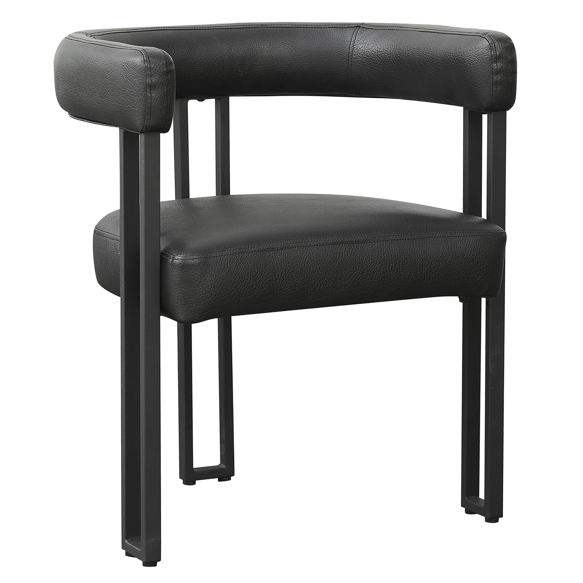 Scarlet Dining Chair - Black Faux Leather Matte Finish-DECOROLALA