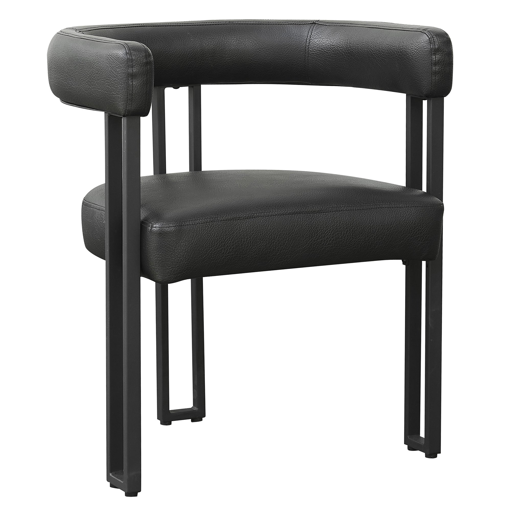 Scarlet Dining Chair - Black Faux Leather Matte Finish-DECOROLALA
