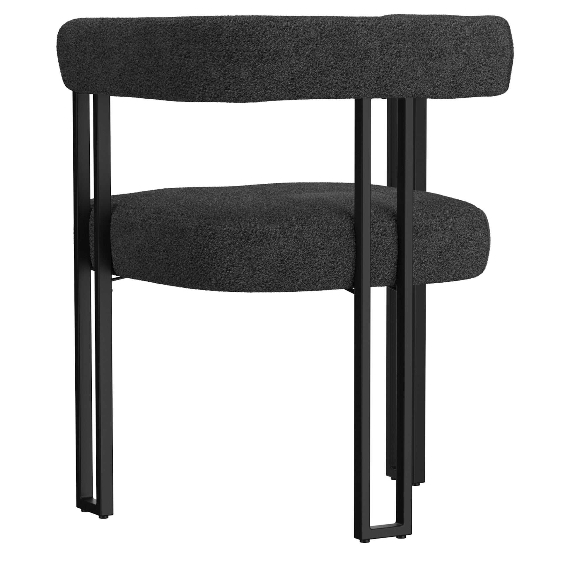 Scarlet Dining Chair - Charcoal Boucle Fabric Black Metal Frame-DECOROLALA