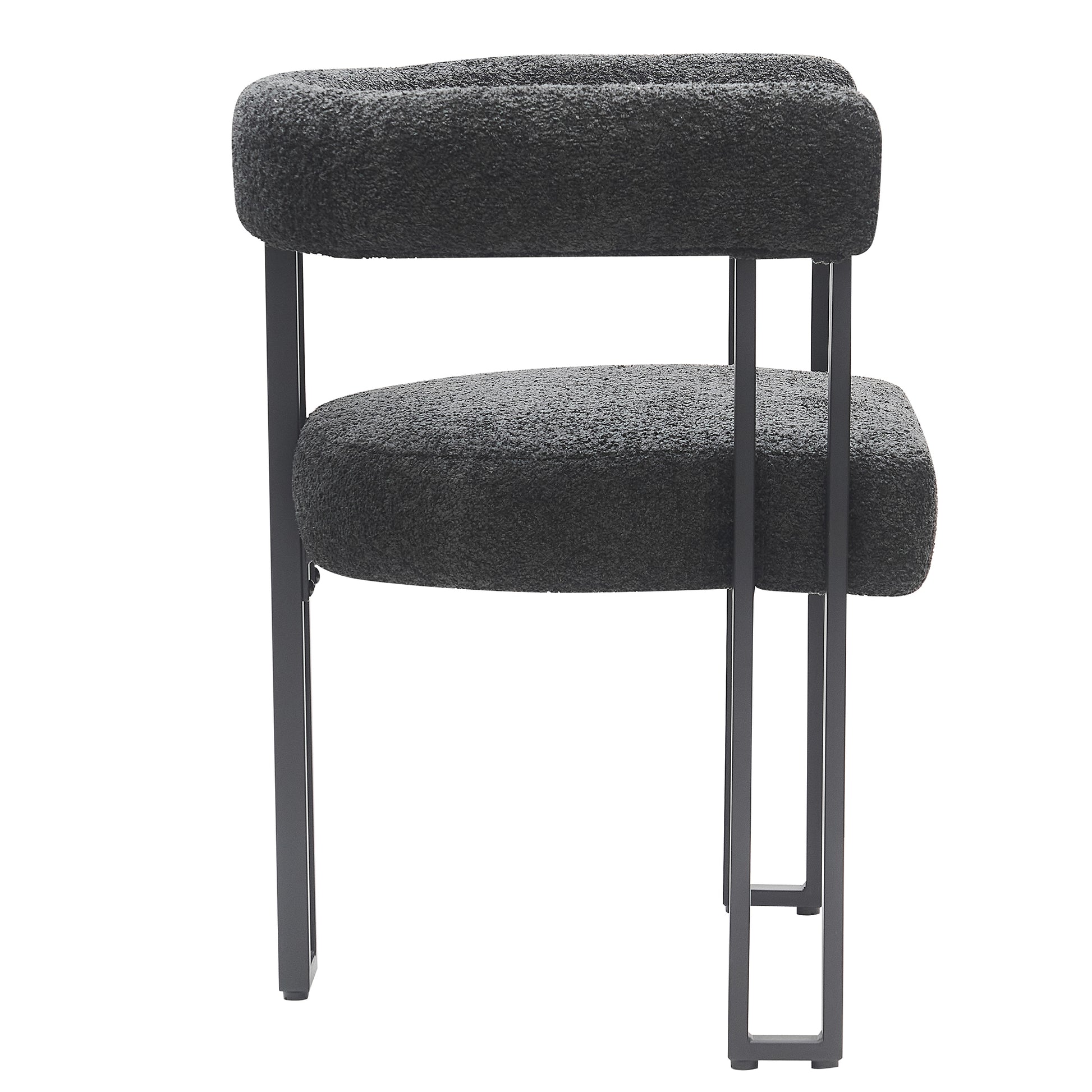 Scarlet Dining Chair - Charcoal Boucle Fabric Black Metal Frame-DECOROLALA