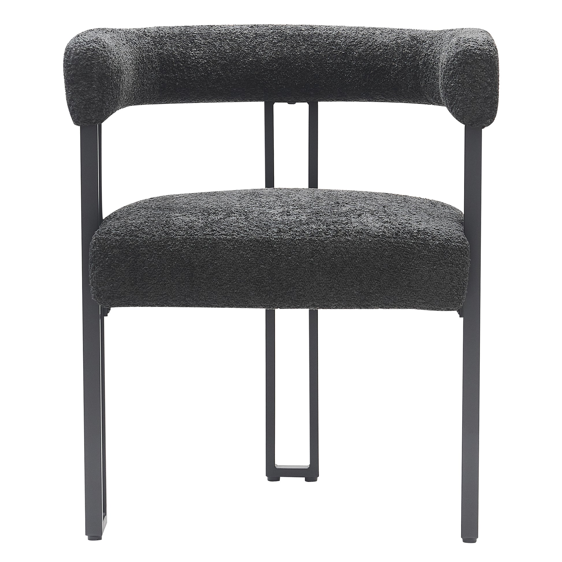 Scarlet Dining Chair - Charcoal Boucle Fabric Black Metal Frame-DECOROLALA