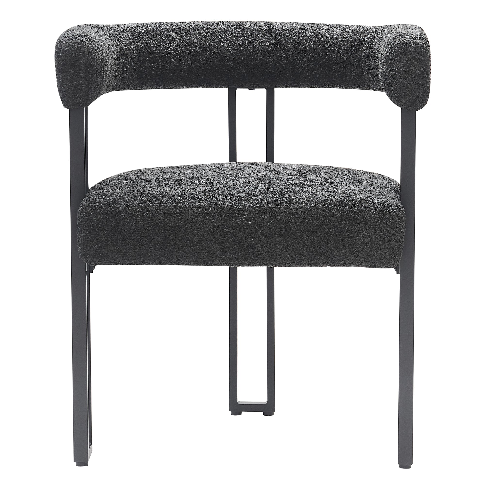 Scarlet Dining Chair - Charcoal Boucle Fabric Black Metal Frame-DECOROLALA