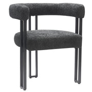 Scarlet Dining Chair - Charcoal Boucle Fabric Black Metal Frame-DECOROLALA