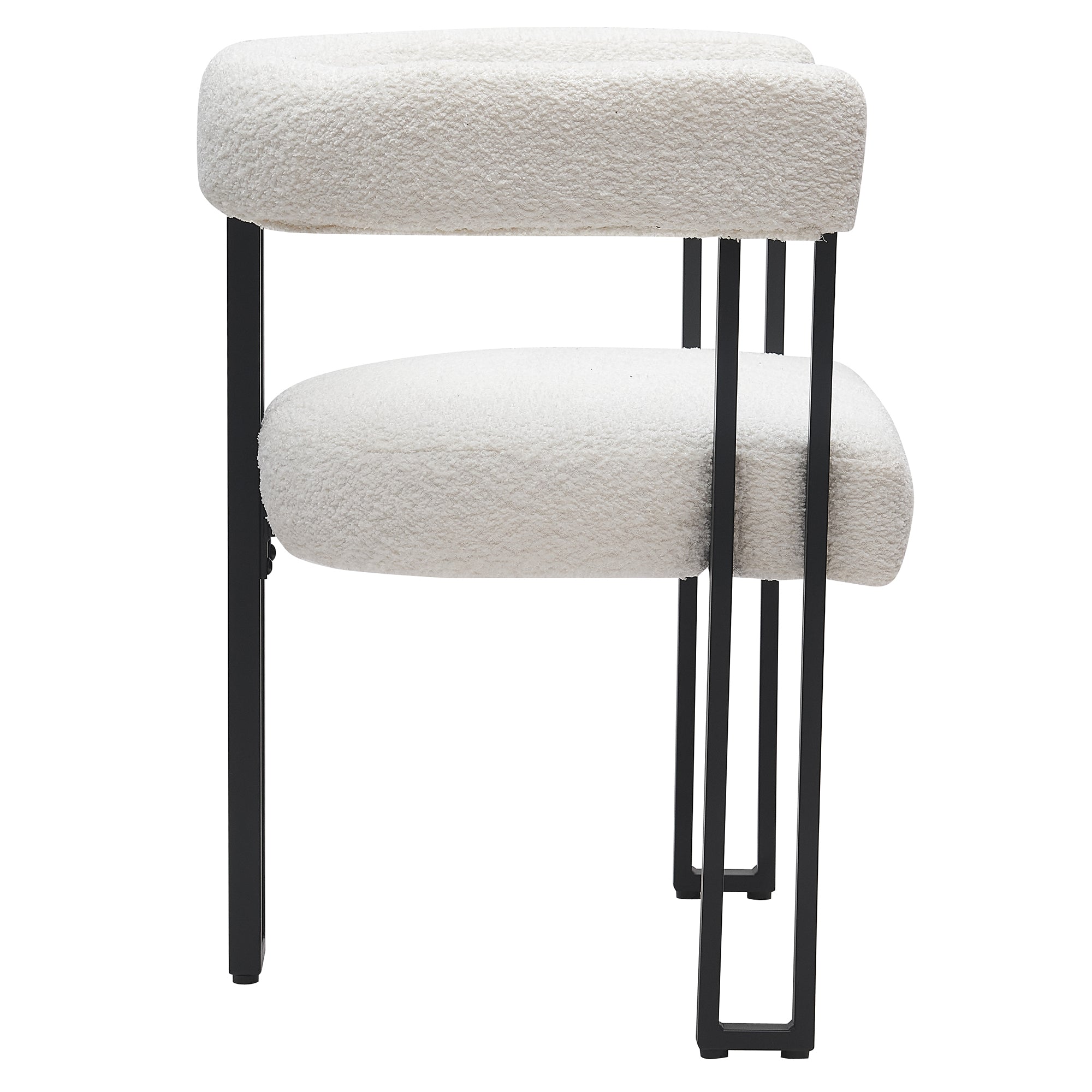 Scarlet Dining Chair - Ivory Boucle Fabric with Black Frame-DECOROLALA