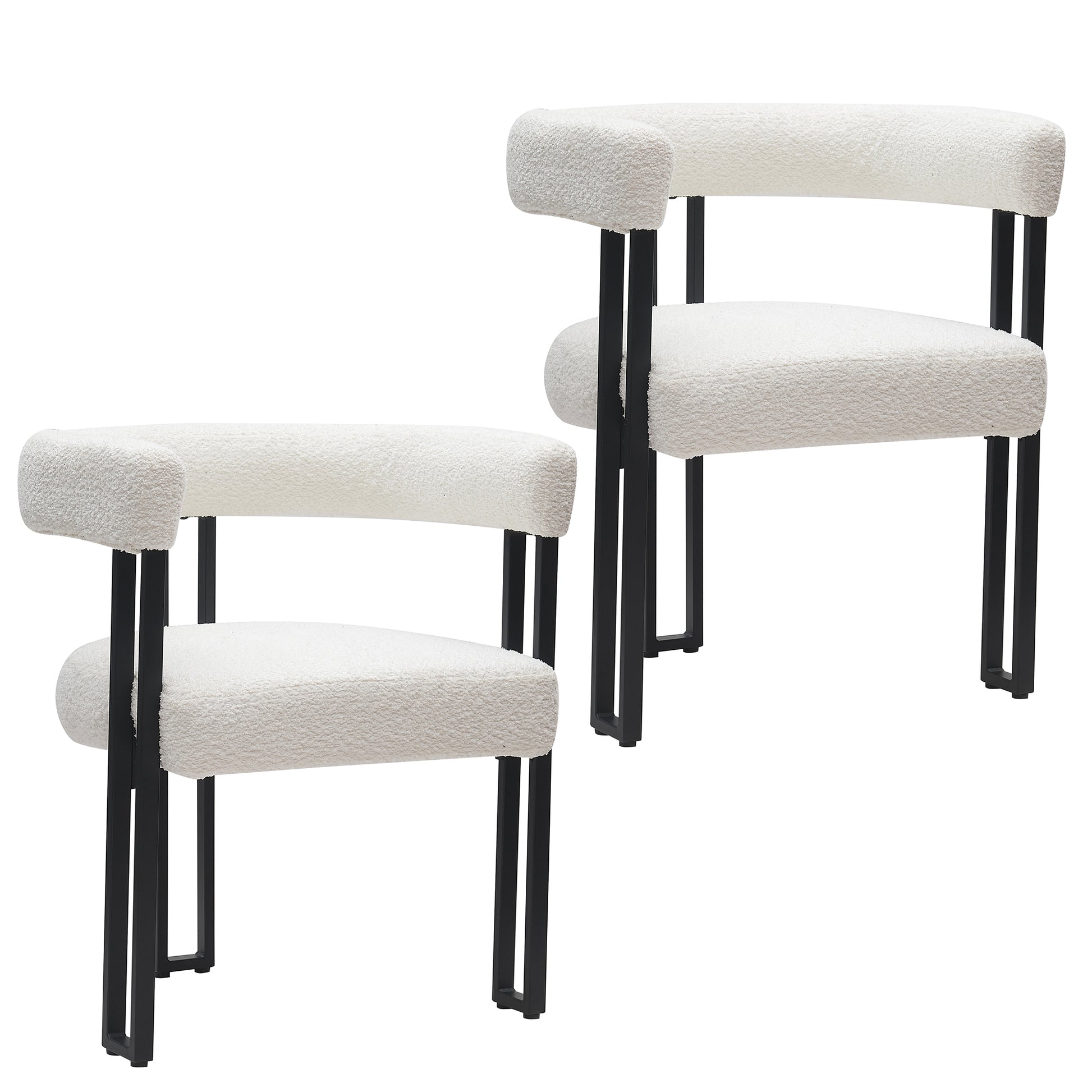 Scarlet Dining Chair - Ivory Boucle Fabric with Black Frame-DECOROLALA