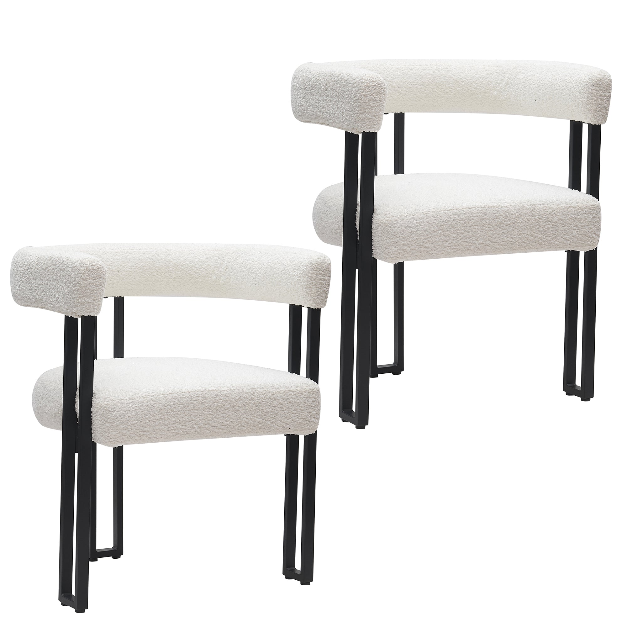 Scarlet Dining Chair - Ivory Boucle Fabric with Black Frame-DECOROLALA