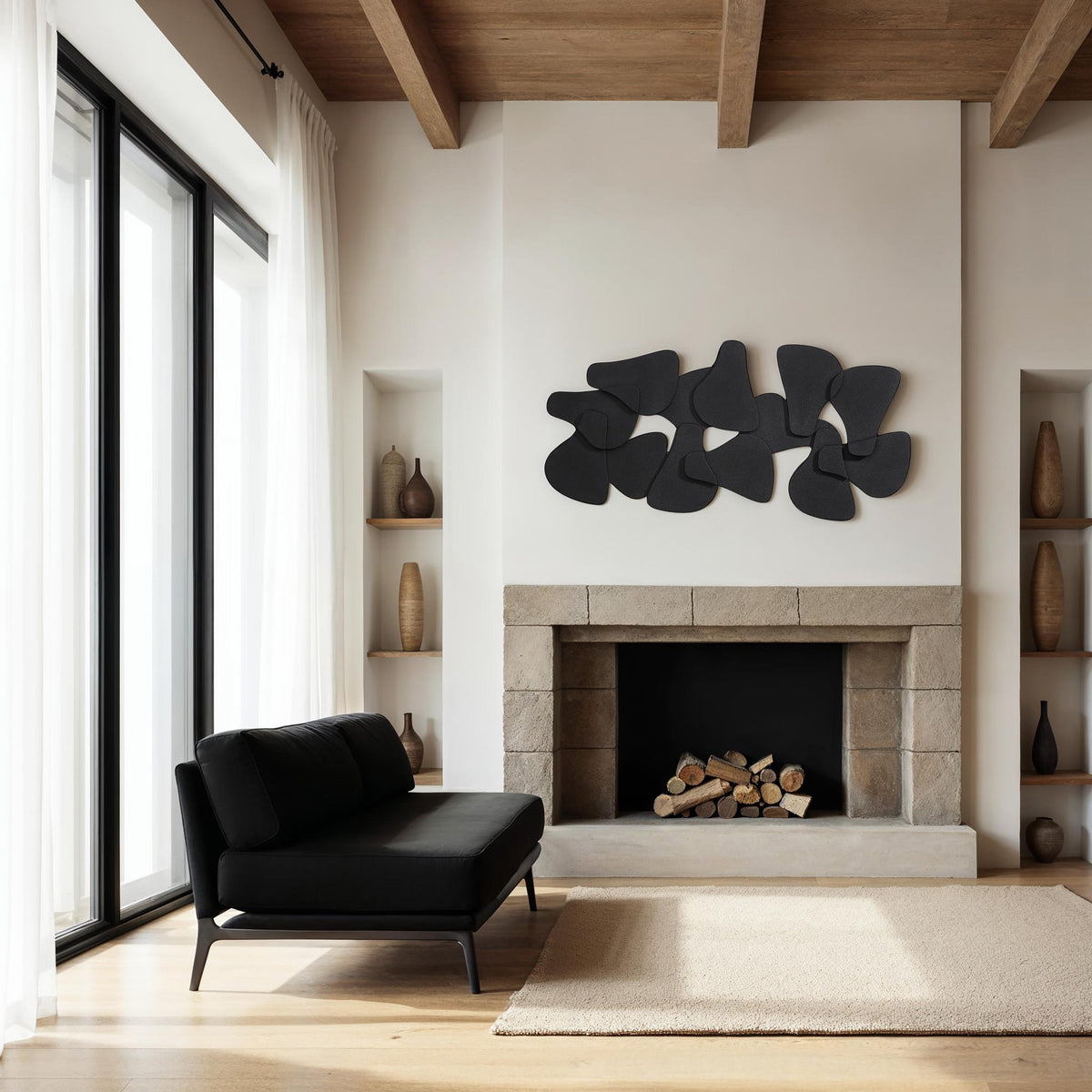 Scorpio 65" Wide Wall Decor, Texture Matte Black-Wall Art Prints-DECOROLALA