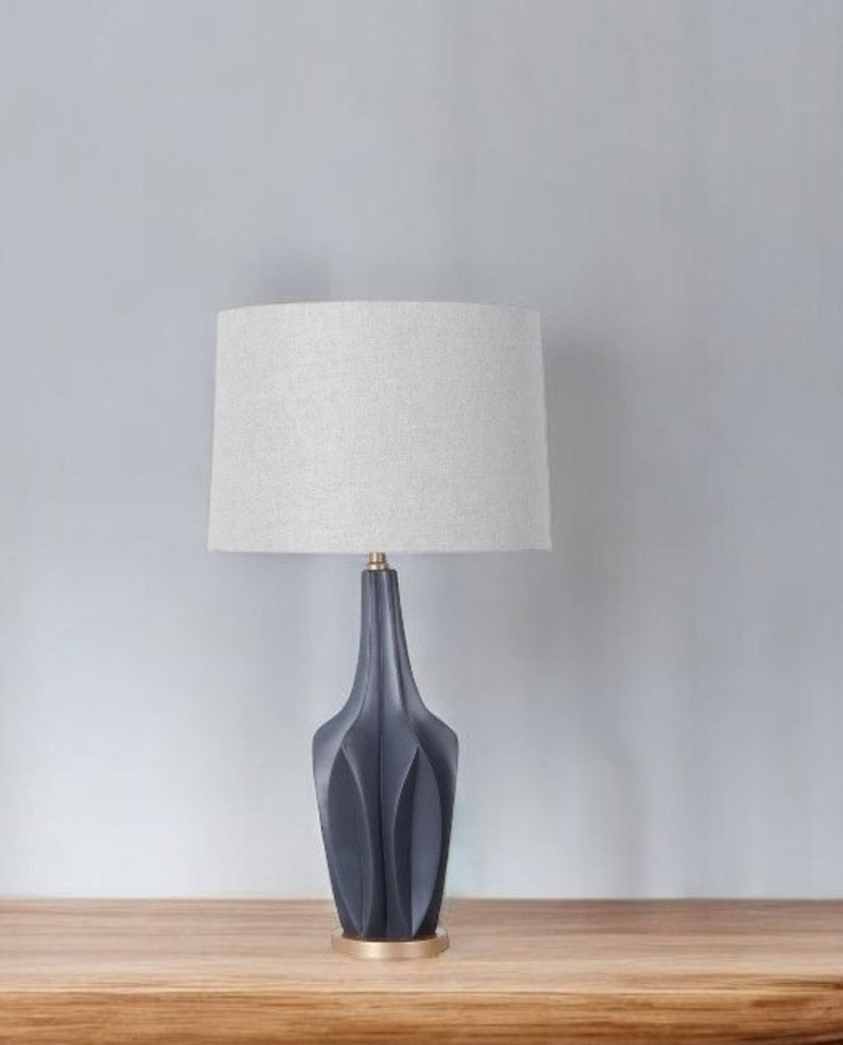 Sculptural Slate Blue Table Lamp-Table Lamps-DECOROLALA