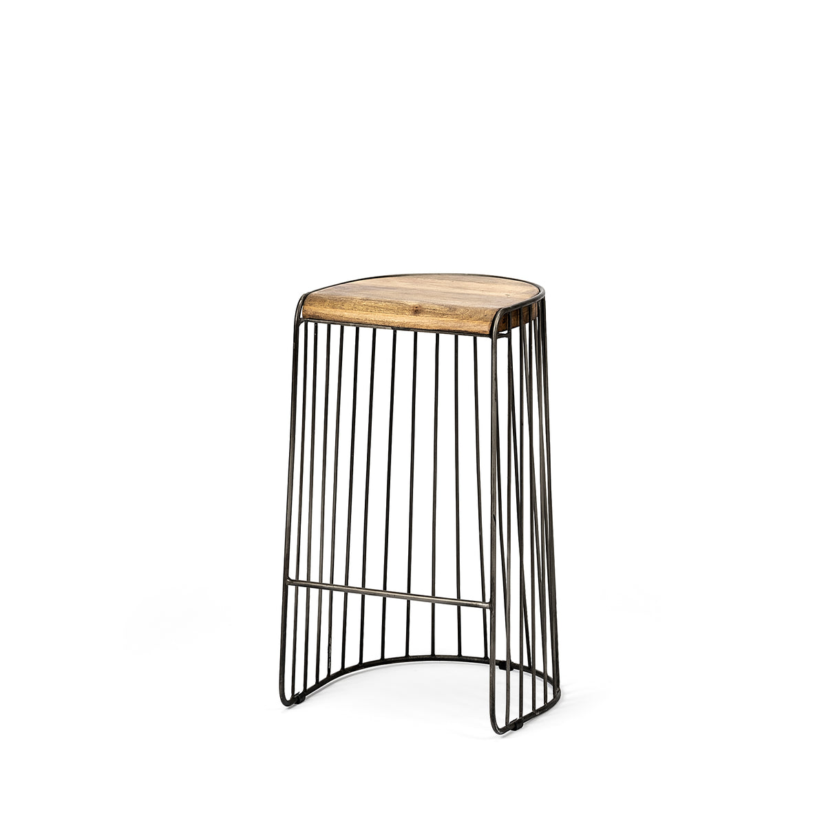 Seagram 30.5" Seat Height Brown Seat Black Metal Frame Stool-Bar Stools-DECOROLALA