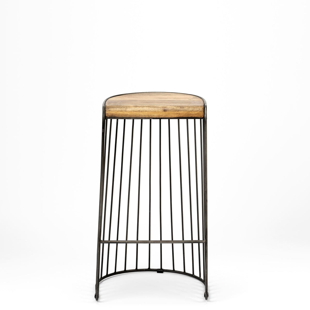 Seagram 30.5" Seat Height Brown Seat Black Metal Frame Stool-Bar Stools-DECOROLALA
