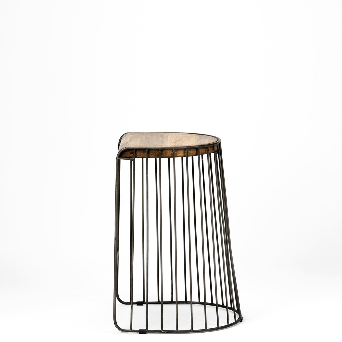 Seagram 25.6" Seat Height Brown Wood Seat Black Metal Frame Stool-Bar Stools-DECOROLALA