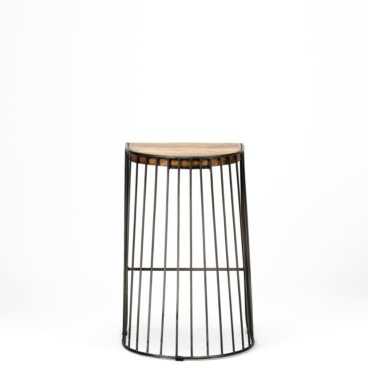 Seagram 25.6" Seat Height Brown Wood Seat Black Metal Frame Stool-Bar Stools-DECOROLALA
