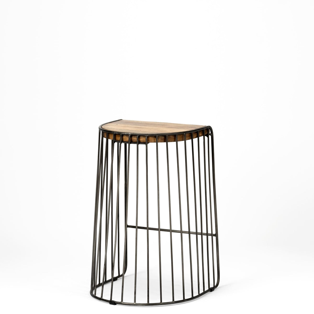 Seagram 25.6" Seat Height Brown Wood Seat Black Metal Frame Stool-Bar Stools-DECOROLALA