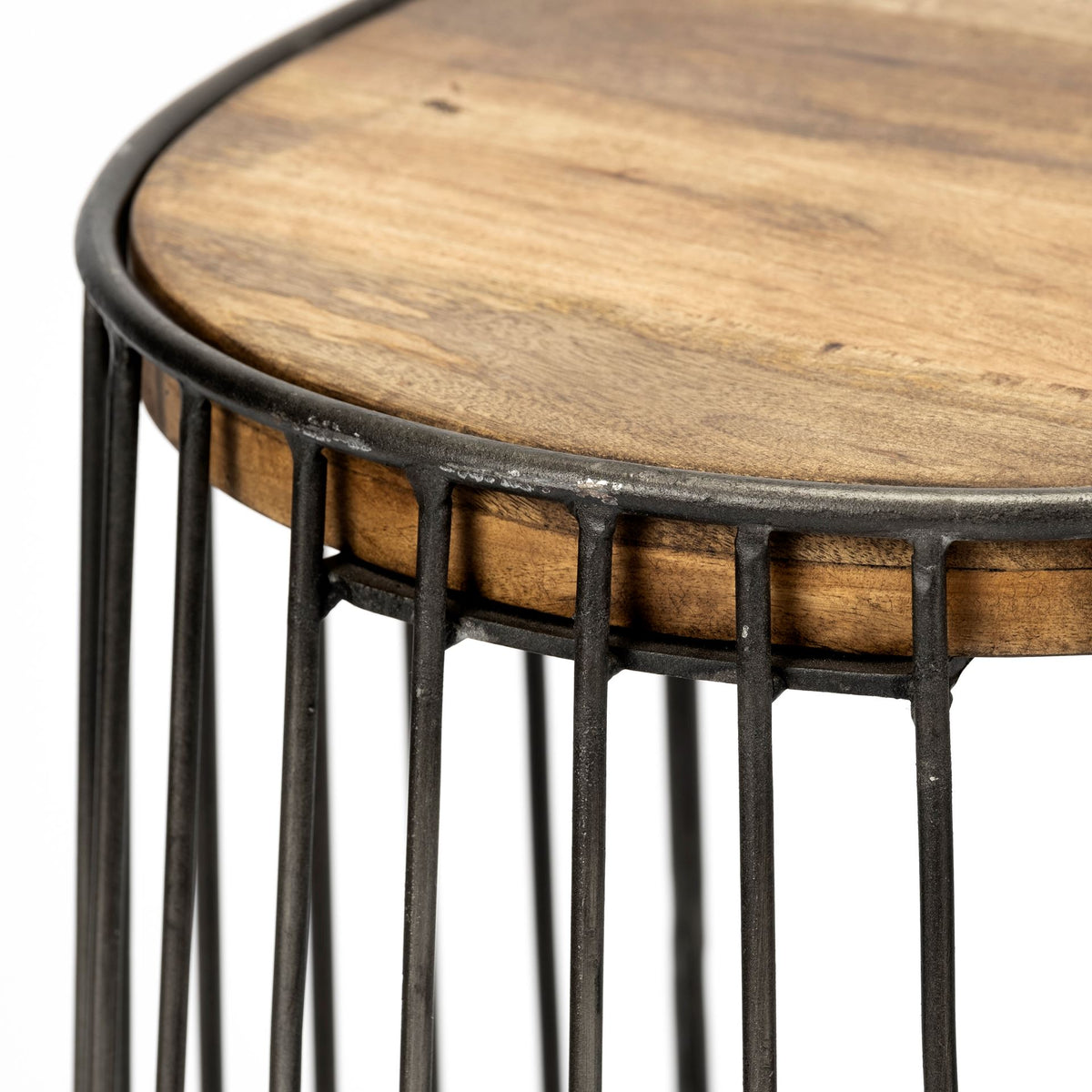 Seagram 25.6" Seat Height Brown Wood Seat Black Metal Frame Stool-Bar Stools-DECOROLALA