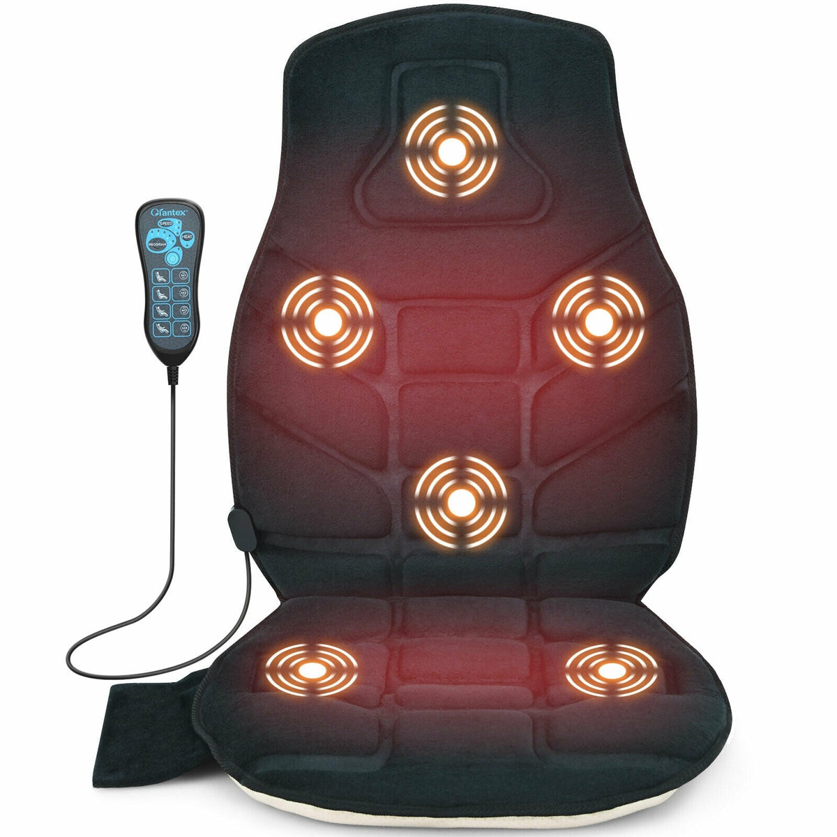 Seat Cushion Massager with Heat and 6 Vibration Motors for Home-Back Massager-DECOROLALA