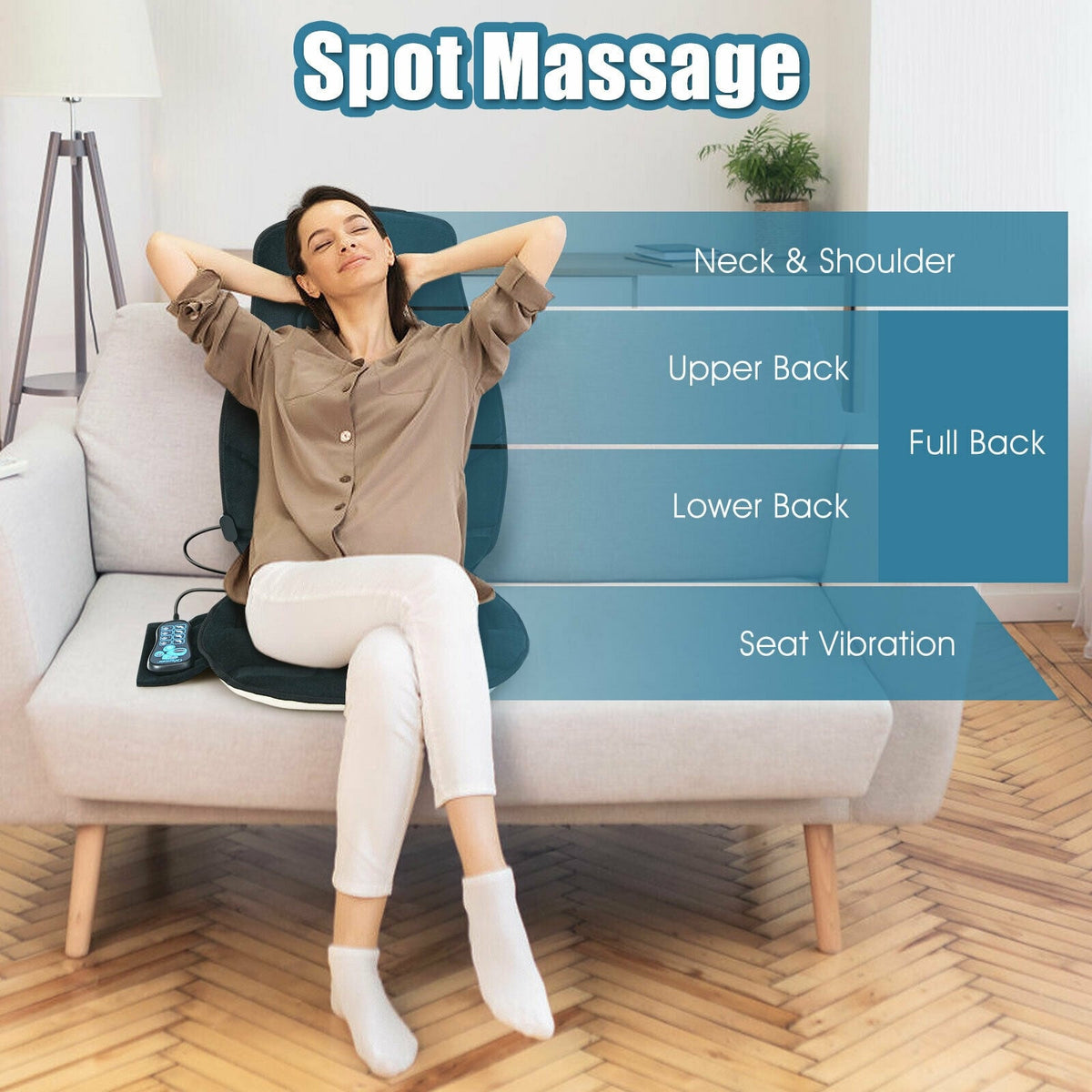 Seat Cushion Massager with Heat and 6 Vibration Motors for Home-Back Massager-DECOROLALA
