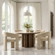 Seaton Amara 5-Piece Dining Set - Sintered Stone & Chenille-DECOROLALA