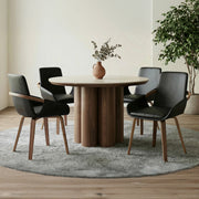 Seaton Caspian 5-Piece Dining Set - Black Sintered Stone Table-DECOROLALA