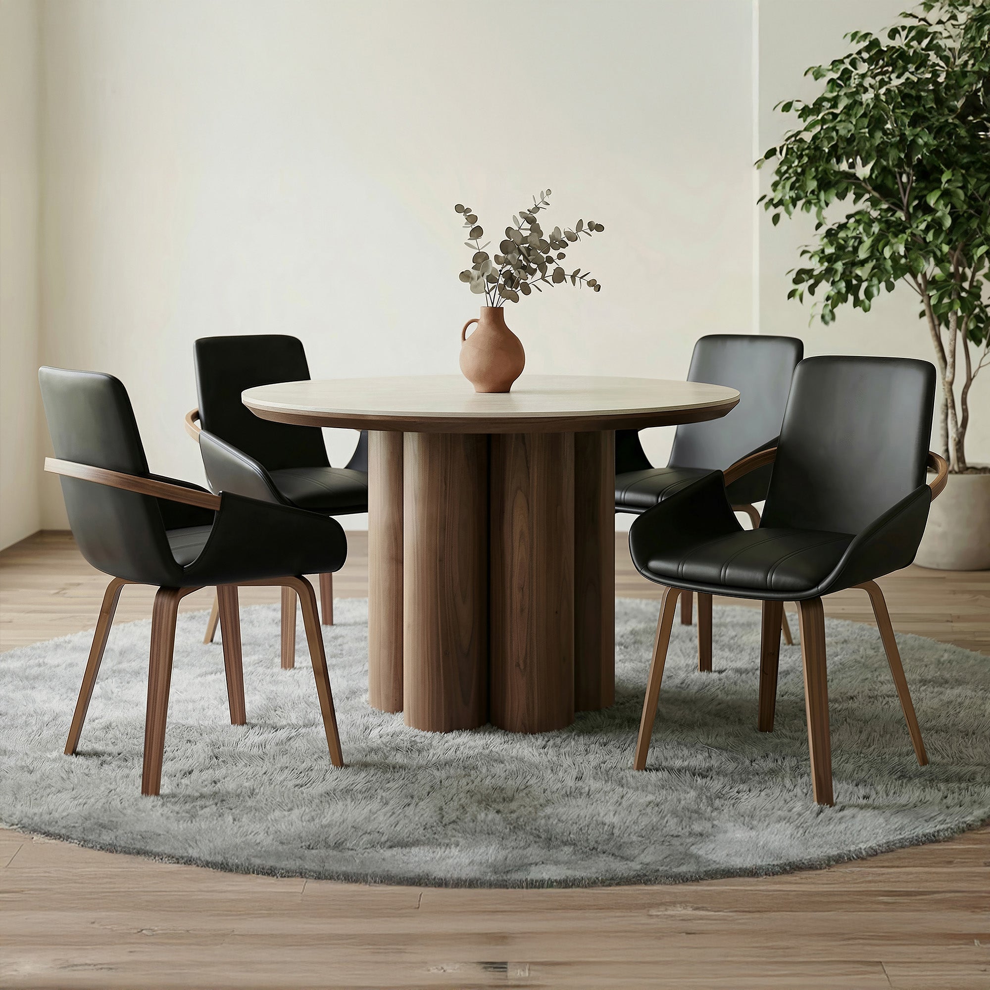 Seaton Caspian 5-Piece Dining Set - Black Sintered Stone Table-DECOROLALA