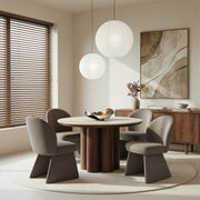 Seaton Noelle 5-Piece Dining Set - Brown Sintered Stone Table-DECOROLALA