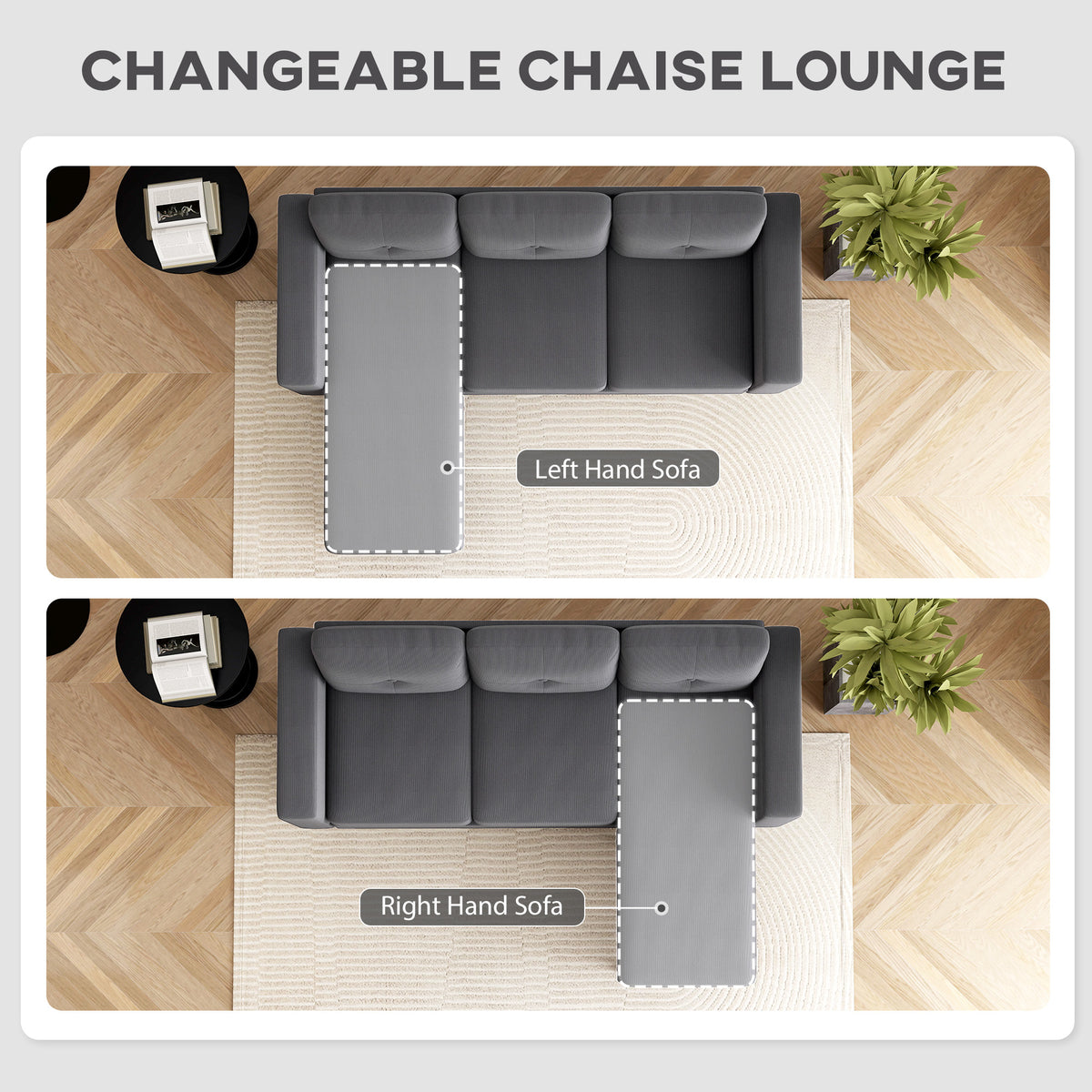 Sectional Sofa L-Shaped Chaise Lounge Dark Grey-DECOROLALA