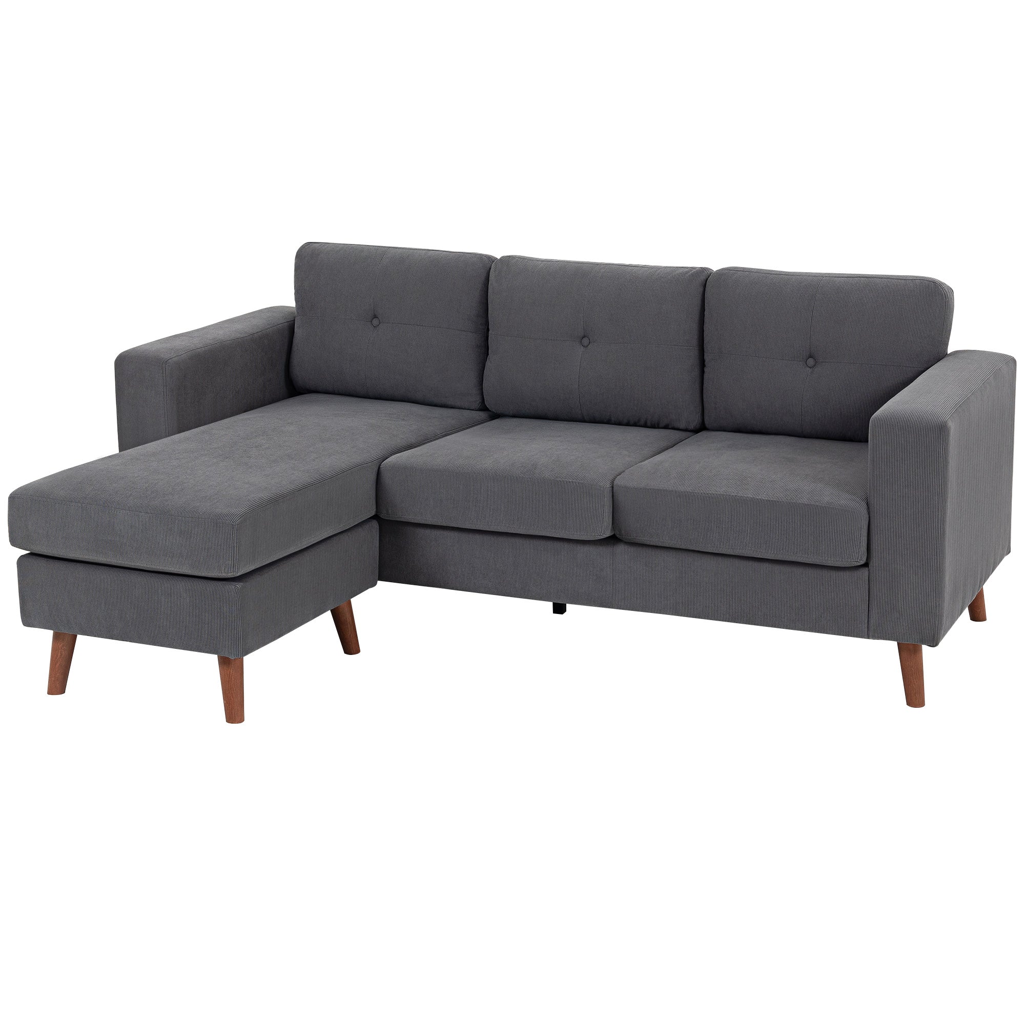 Sectional Sofa L-Shaped Chaise Lounge Dark Grey-DECOROLALA