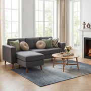 Sectional Sofa L-Shaped Chaise Lounge Dark Grey-DECOROLALA