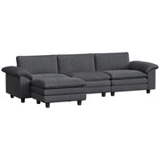 Sectional Sofa L-Shaped Corduroy Dark Grey-DECOROLALA