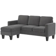 Sectional Sofa L-Shaped Dark Grey Corduroy-DECOROLALA