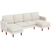 Sectional Sofa U-Shaped Corduroy Beige-DECOROLALA