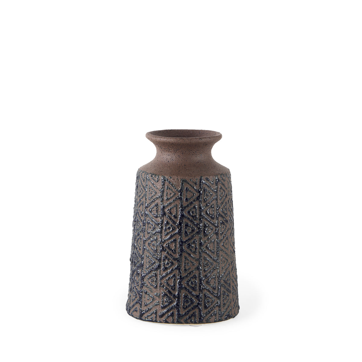 Sefina II Medium Brown/Black Patterned Ceramic Vase-Vase-DECOROLALA