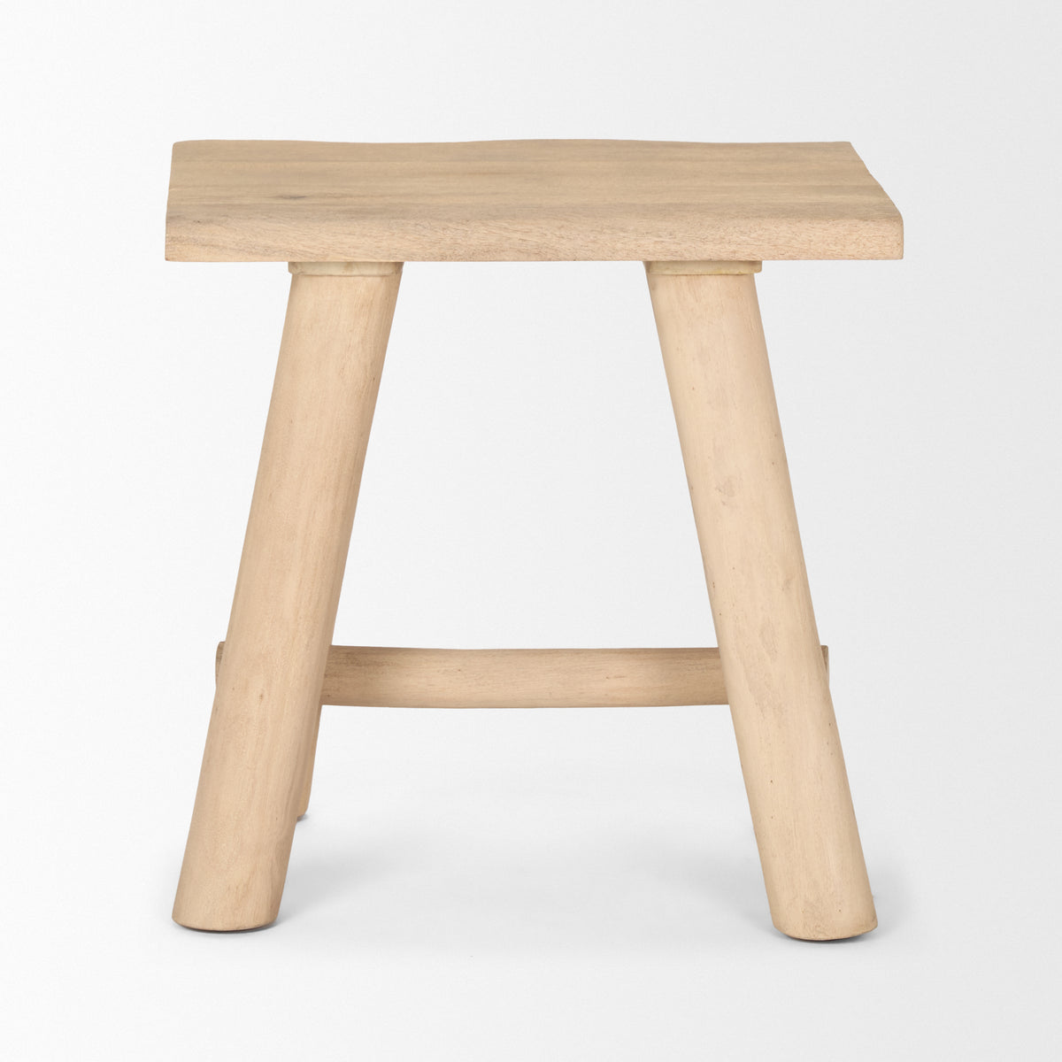 Sekou Light Brown Short Wooden Craftsman Stool-Stools & Ottomans-DECOROLALA