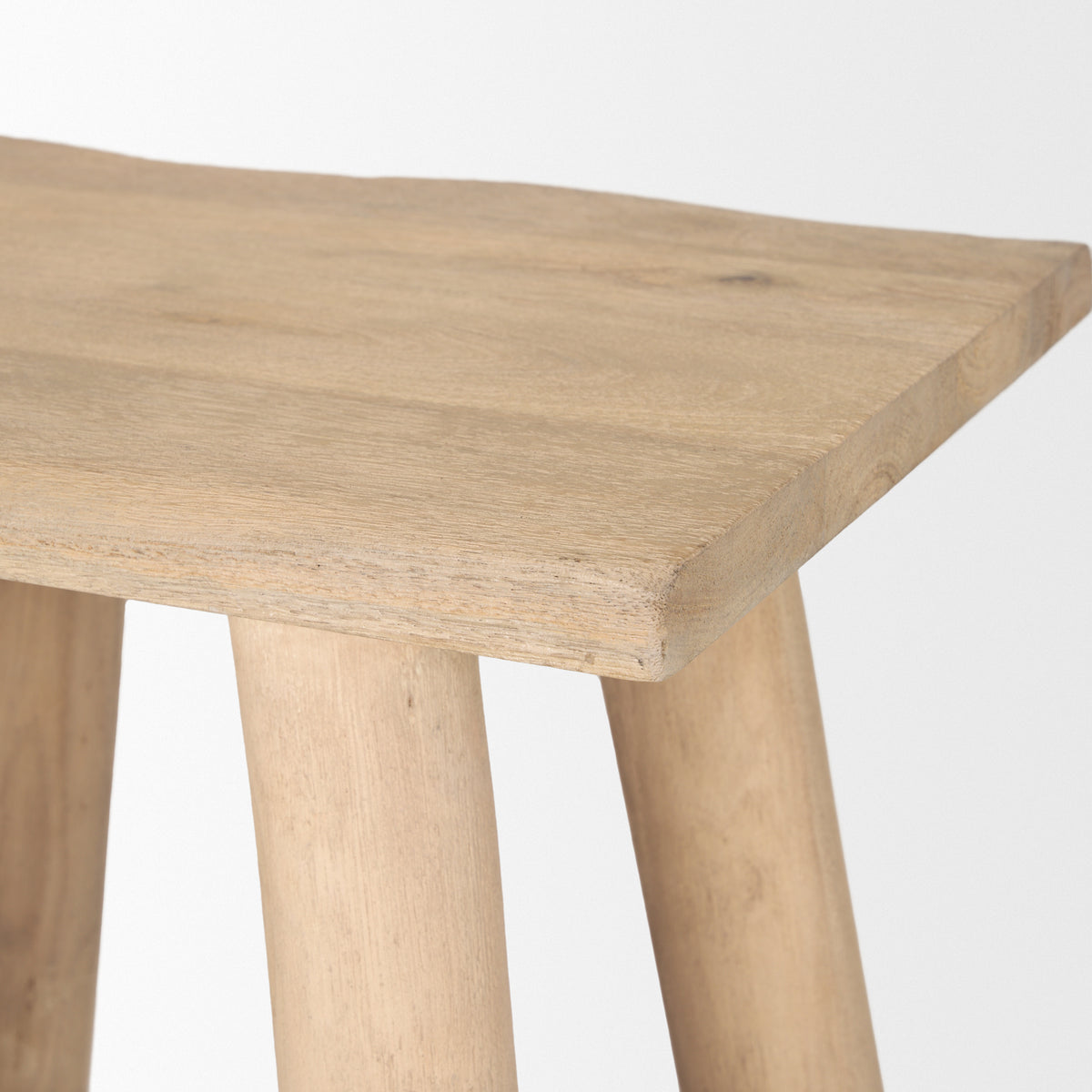 Sekou Light Brown Short Wooden Craftsman Stool-Stools & Ottomans-DECOROLALA