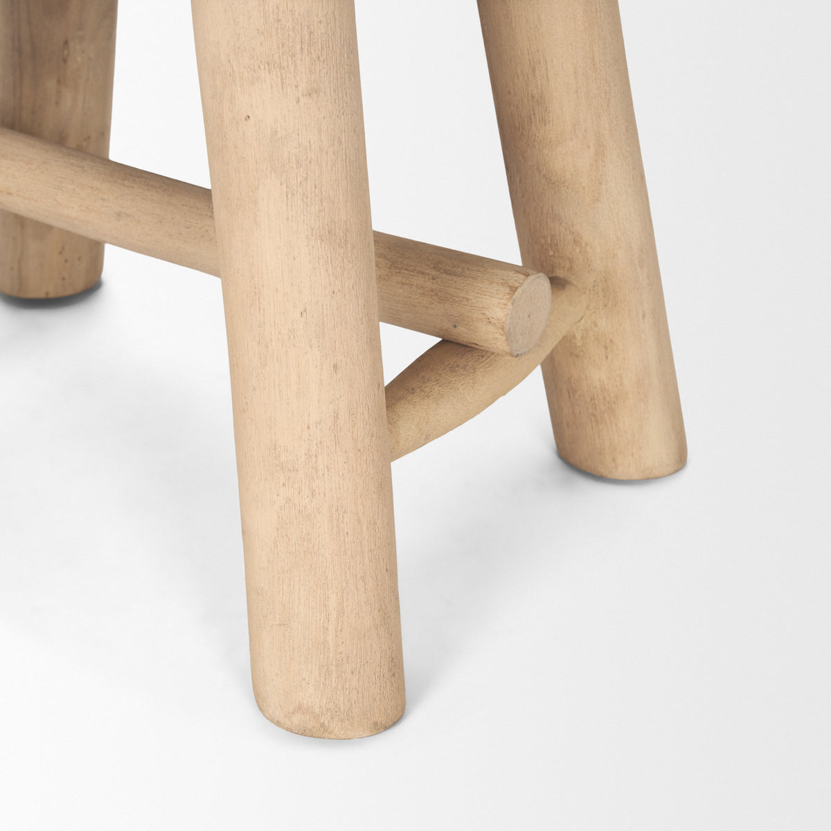 Sekou Light Brown Short Wooden Craftsman Stool-Stools & Ottomans-DECOROLALA