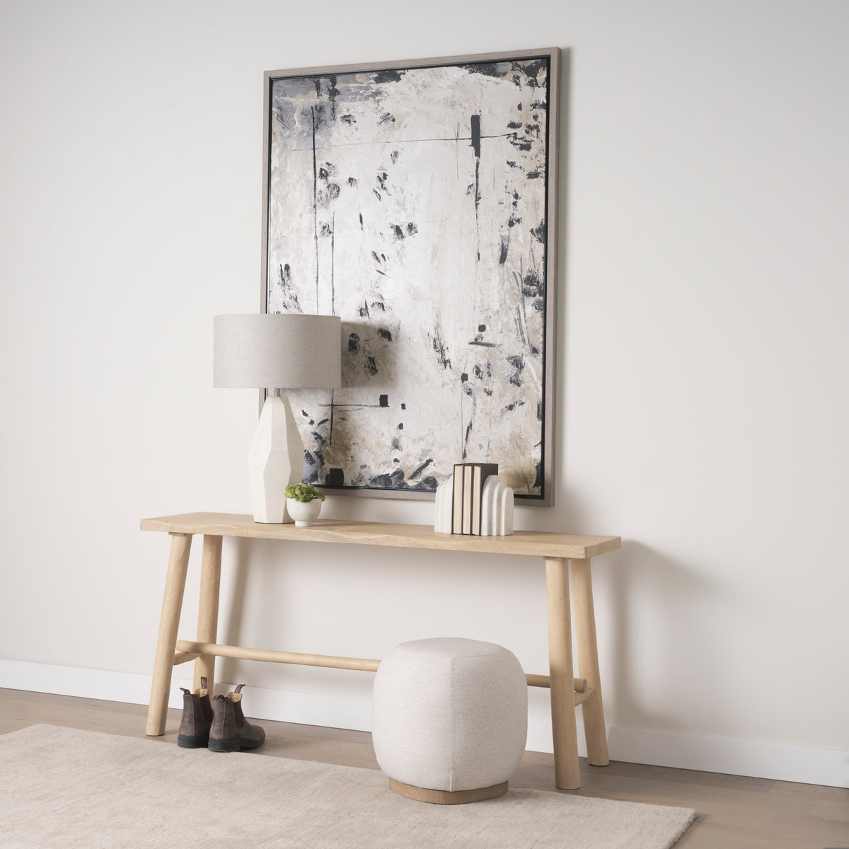 Sekou Light Brown Wooden Craftsman Console Table-Console Tables-DECOROLALA
